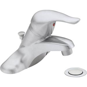 imageMoen Chateau Chrome OneHandle LowArc Centerset Bathroom Sink Faucet with Drain Assembly L4621Brushed Chrome