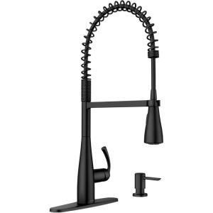 imageMoen Essie Mediterranean Bronze MotionSense Wave OneHandle Touchless Kitchen Faucet with Pulldown Sprayer and Soap Dispenser 87014EWBRBMatte Black