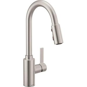 imageMoen Genta LX Motionsense Wave Sensor Touchless Chrome OneHandle High Arc Pulldown Modern Kitchen Faucet Featuring Power Clean 7882EWCSpot Resist Stainless