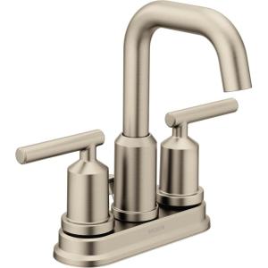 imageMoen Gibson Brushed Nickel TwoHandle Centerset High Arc Modern Bathroom Faucet with Drain Assembly 6150BN