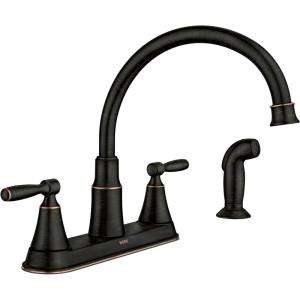 imageMoen Hutchinson Mediterranean Bronze 2Handle HighArc Kitchen Faucet with Side Sprayer 87048BRB