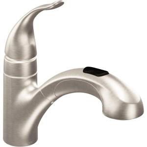 imageMoen Integra Spot Resist Stainless OneHandle Pullout Kitchen or Laundry Faucet Featuring Power Clean with Optional Deckplate 67315SRSStainless