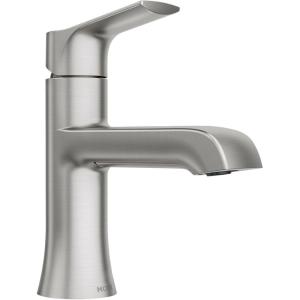 imageMoen LISO Spot Resist Brushed Nickel OneHandle Bathroom Faucet One Hole Bathroom Sink Faucet with Optional Deck Plate and Push Down Drain 84540SRN