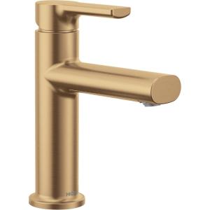 imageMoen Meena Matte Black OneHandle Single Hole Modern Bathroom Sink Faucet with Optional Deckplate and Drain Assembly 84794BLBronzed Gold