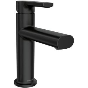 imageMoen Meena Matte Black OneHandle Single Hole Modern Bathroom Sink Faucet with Optional Deckplate and Drain Assembly 84794BLMatte Black