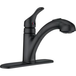 imageMoen Renzo Matte Black OneHandle Pullout Kitchen or Laundry Faucet Featuring Power Clean CA87316BL
