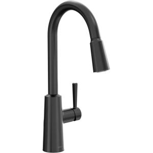 imageMoen Riley Chrome OneHandle Pulldown Kitchen Faucet Featuring Power Boost for a Faster Clean and Reflex Docking System for the Spray Head Modern Kitchen Sink Faucet 7402CMatte Black