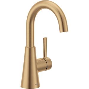 imageMoen Ronan Bronzed Gold OneHandle Single Hole Modern Bathroom Sink Faucet with Optional Deckplate and Spring Loaded Drain Assembly 84021BZG