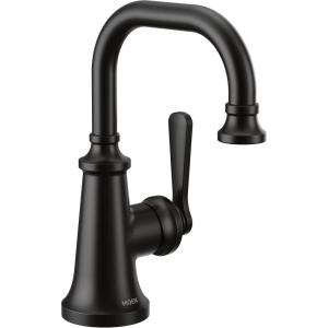 imageMoen S44101BL Colinet OneHandle Single Hole Traditional Bathroom Sink Faucet Matte Black