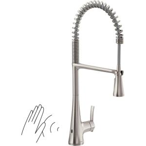 imageMoen S5235EWSRS Sinema Single Handle PreRinse Spring Pulldown Kitchen Faucet Spot Resist Stainless