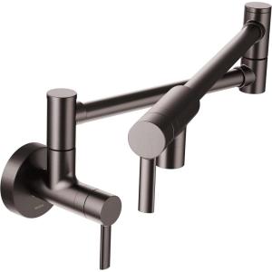imageMoen S665BLS Modern Wall Mount Swing Arm Folding Pot Filler Kitchen Faucet Black StainlessBlack Stainless