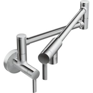 imageMoen S665BLS Modern Wall Mount Swing Arm Folding Pot Filler Kitchen Faucet Black StainlessChrome