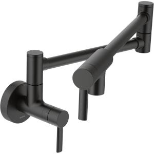 imageMoen S665BLS Modern Wall Mount Swing Arm Folding Pot Filler Kitchen Faucet Black StainlessMatte Black