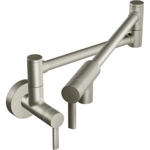 imageMoen S665BLS Modern Wall Mount Swing Arm Folding Pot Filler Kitchen Faucet Black StainlessSpot Resist Stainless