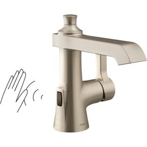imageMoen S6981EWBN Flara Motionsense Wave Touchless Single Handle Bathroom Sink Faucet Brushed Nickel