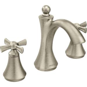 imageMoen T4524BN Wynford TwoHandle High Arc Bathroom Faucet Brushed Nickel