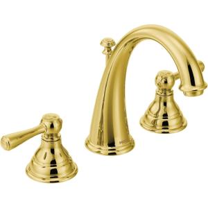 imageMoen T6125P Kingsley TwoHandle HighArc Widespread Bathroom Faucet Valve Required Polished BrassPolished Brass