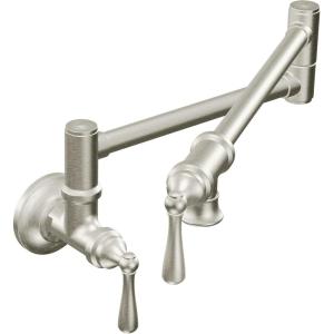 imageMoen Traditional Oil Rubbed Bronze Wall Mount Swing Arm Folding Pot Filler Kitchen Faucet S664ORBSpot Resist Stainless