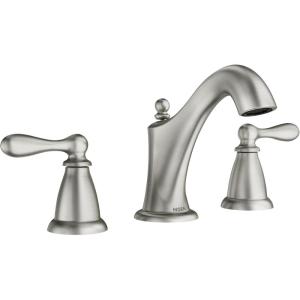 imageMoen WS84440SRN TwoHandle High Arc Bathroom Faucet Spot Resist Brushed NickelSpot Resist Brushed Nickel