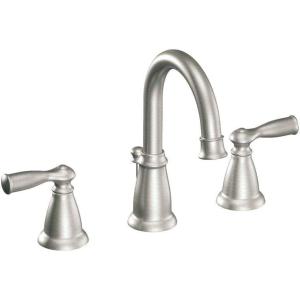 imageMoen WS84924SRN TwoHandle High Arc Bathroom Faucet Spot Resist Brushed NickelSpot Resist Brushed Nickel