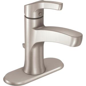 imageMoen WSL84733SRN Danika Single Handle 1 Hole Bathroom Faucet Spot Resist Brushed Nickel