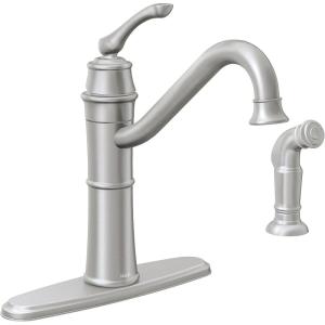 imageMoen Wetherly Mediterranean Bronze HighArc Kitchen Faucet with Side Spray 87999BRBSpot Resist Stainless