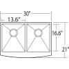 imageMoen Prep 18Gauge Stainless Steel Undermount Farmhouse Apron Front 30quot x 21quot Double Bowl Kitchen Sink G18220