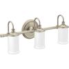 imageMoen YB6463CH Belfield 3Light DualMount Bath Bathroom Vanity Fixture with Frosted Glass ChromeBrushed Nickel