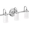 imageMoen YB6463CH Belfield 3Light DualMount Bath Bathroom Vanity Fixture with Frosted Glass ChromeChrome