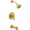 imageMoen Greenfield Brushed Gold Bathroom Shower Faucet with Showerhead Shower Lever Handle and Tub Spout Valve Required UT2323EPBG