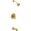 imageMoen Greenfield Brushed Gold EcoPerformance Bathtub and Shower Faucet with Showerhead Shower Lever Handle and Tub Spout Valve Required T2223EPBG
