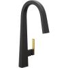 imageMoen Nio Spot Resist Stainless OneHandle Pulldown Kitchen Faucet with Power Clean Includes Secondary Finish Handle Option S75005SRSMatte Black