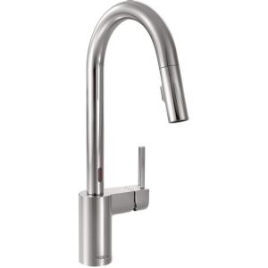 imageMoen 7565EC Align Motionsense TwoSensor Touchless OneHandle High Arc Modern Pulldown Kitchen Faucet with Reflex Chrome