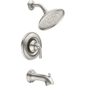 imageMoen 82850SRN Wetherly PosiTemp Tub and Shower with Valve Included Spot Resist Brushed Nickel
