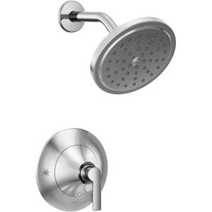 imageMoen Doux Matte Black PosiTemp Pressure Balancing Shower Trim Kit with 7Inch EcoPerformance Rainshower Valve Required TS2202EPBLChrome