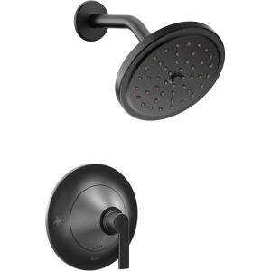 imageMoen Doux Matte Black PosiTemp Pressure Balancing Shower Trim Kit with 7Inch EcoPerformance Rainshower Valve Required TS2202EPBLMatte Black