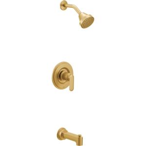 imageMoen Greenfield Brushed Gold EcoPerformance Bathtub and Shower Faucet with Showerhead Shower Lever Handle and Tub Spout Valve Required T2223EPBG
