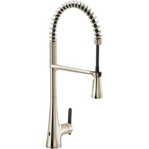 imageMoen Sinema Polished Nickel SingleHandle Touchless High Arc Pulldown Kitchen Faucet Spring Kitchen Sink Faucet with Pulldown Sprayer Head and Wave Motion Sensor S5235EWNL