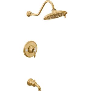 imageMoen TS32104BG Weymouth PosiTemp Tub and Shower Trim Kit Valve Required including 9Inch 2Spray Rainshower Brushed GoldBrushed Gold