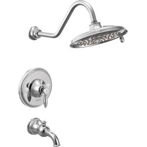 imageMoen TS32104BG Weymouth PosiTemp Tub and Shower Trim Kit Valve Required including 9Inch 2Spray Rainshower Brushed GoldChrome