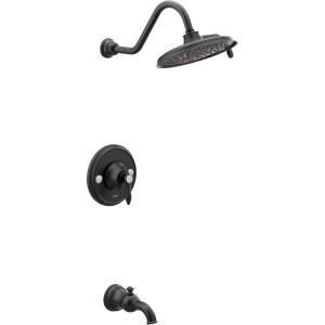 imageMoen TS32104BG Weymouth PosiTemp Tub and Shower Trim Kit Valve Required including 9Inch 2Spray Rainshower Brushed GoldMatte Black