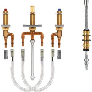 imageMoen TwoHandle Roman Tub Faucet Adjustable Valve with Shower Diverter 12Inch CPVC PEX Connection 9793