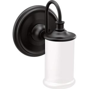 imageMoen YB6463CH Belfield 3Light DualMount Bath Bathroom Vanity Fixture with Frosted Glass ChromeMatte Black