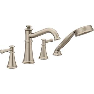 imageMoen T9024NL Belfield Roman Tub Faucet Trim Kit with Handshower Polished NickelBrushed Nickel