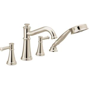 imageMoen T9024NL Belfield Roman Tub Faucet Trim Kit with Handshower Polished NickelPolished Nickel