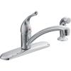imageMoen Chateau Chrome OneHandle LowArc Kitchen Sink Faucet with Side Sprayer 4 Hole Kitchen Faucet Separate Flexible Pull Out Spray Head for Commercial Laundry Utility 7430Chrome