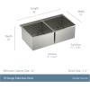 imageMoen Prep 18Gauge Stainless Steel Dual Mount 33quot x 22quot x 9quot Double Bowl LowDivide Kitchen Sink with Bottom Grids Included GS182082BDouble Bowl