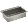 imageMoen Prep 18Gauge Stainless Steel Dual Mount 33quot x 22quot x 9quot Double Bowl LowDivide Kitchen Sink with Bottom Grids Included GS182082BSingle Bowl