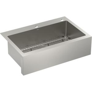 imageMoen Prep 18Gauge Stainless Steel Dual Mount 33quot x 22quot x 9quot Double Bowl LowDivide Kitchen Sink with Bottom Grids Included GS182082BApron Front