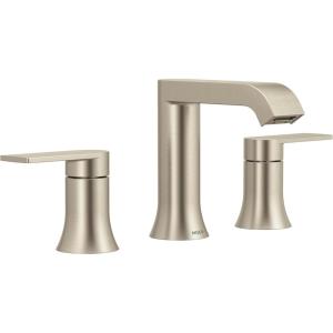 imageMoen Genta LX TwoHandle High Arc Widespread Bathroom Sink Faucet for 3Hole Setups Valve Included Brushed Nickel TV6708BN